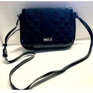 Vera Bradley Black Microfiber Quilted Purse/Handbag 8“ X 11“